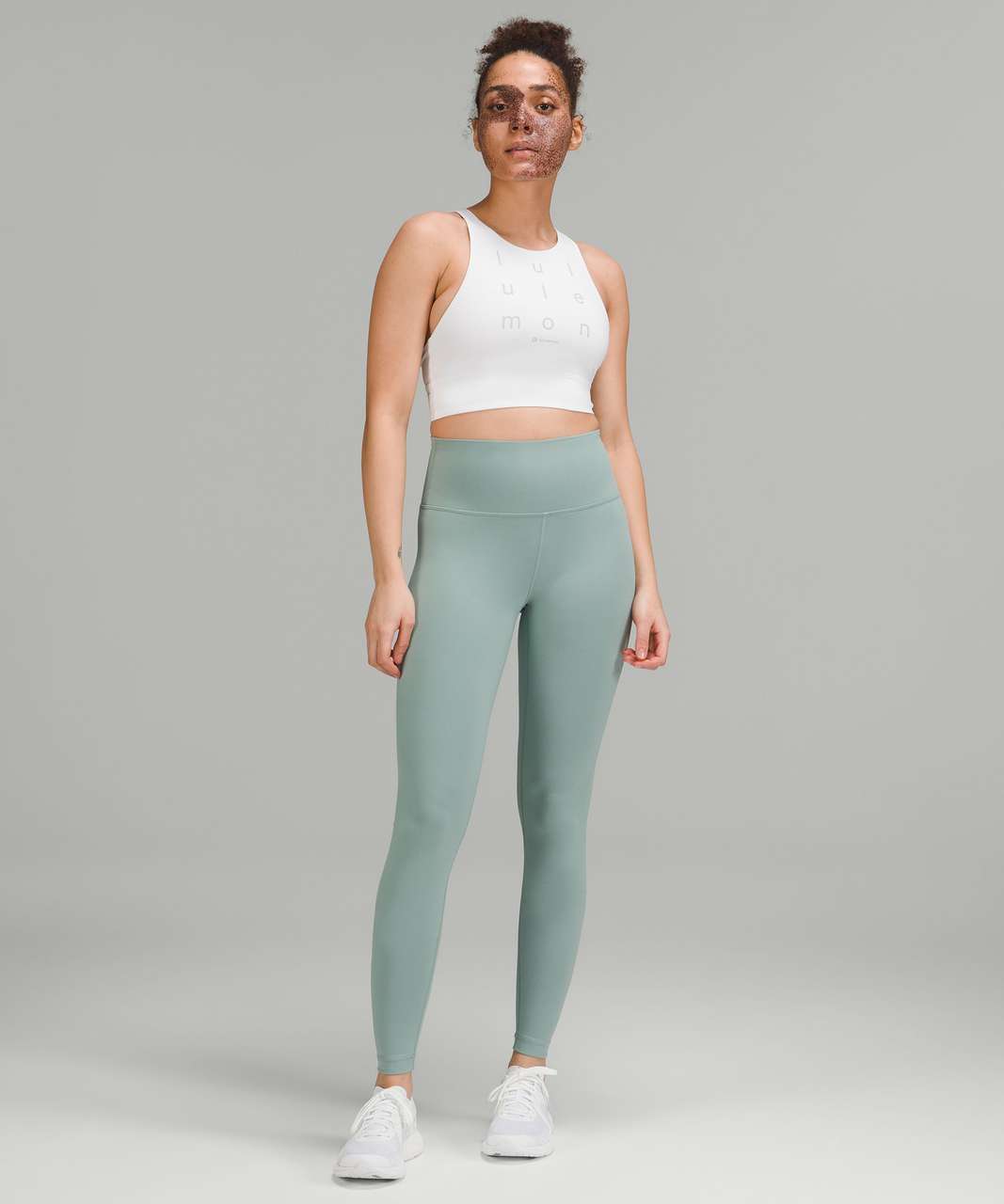 Lululemon Energy High-Neck Longline Bra *Medium Support, B–D Cups - White / Electric  Lemon - lulu fanatics