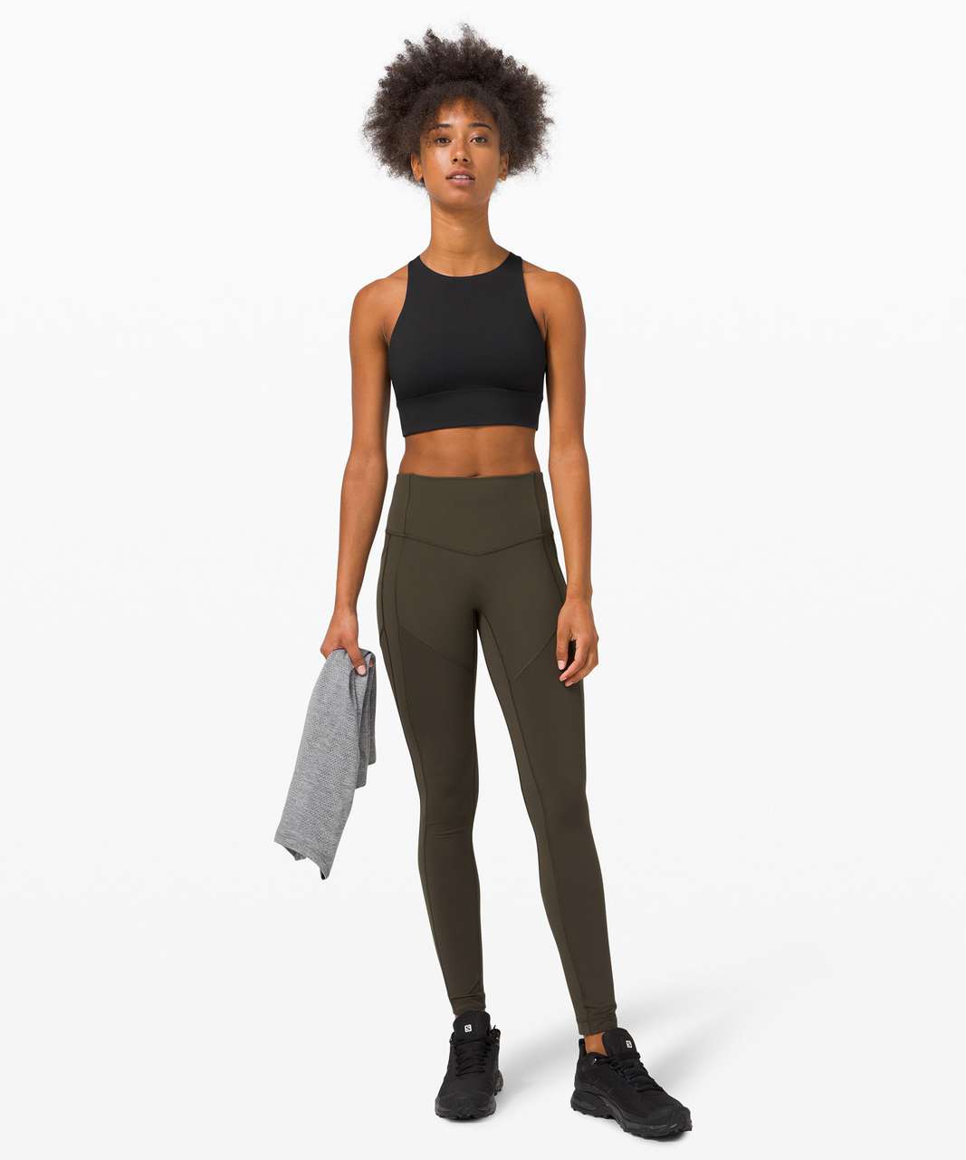 Lululemon Energy Bra High-Neck Longline Zip Special Edition *Medium  Support, B–D Cups - Black Granite - lulu fanatics