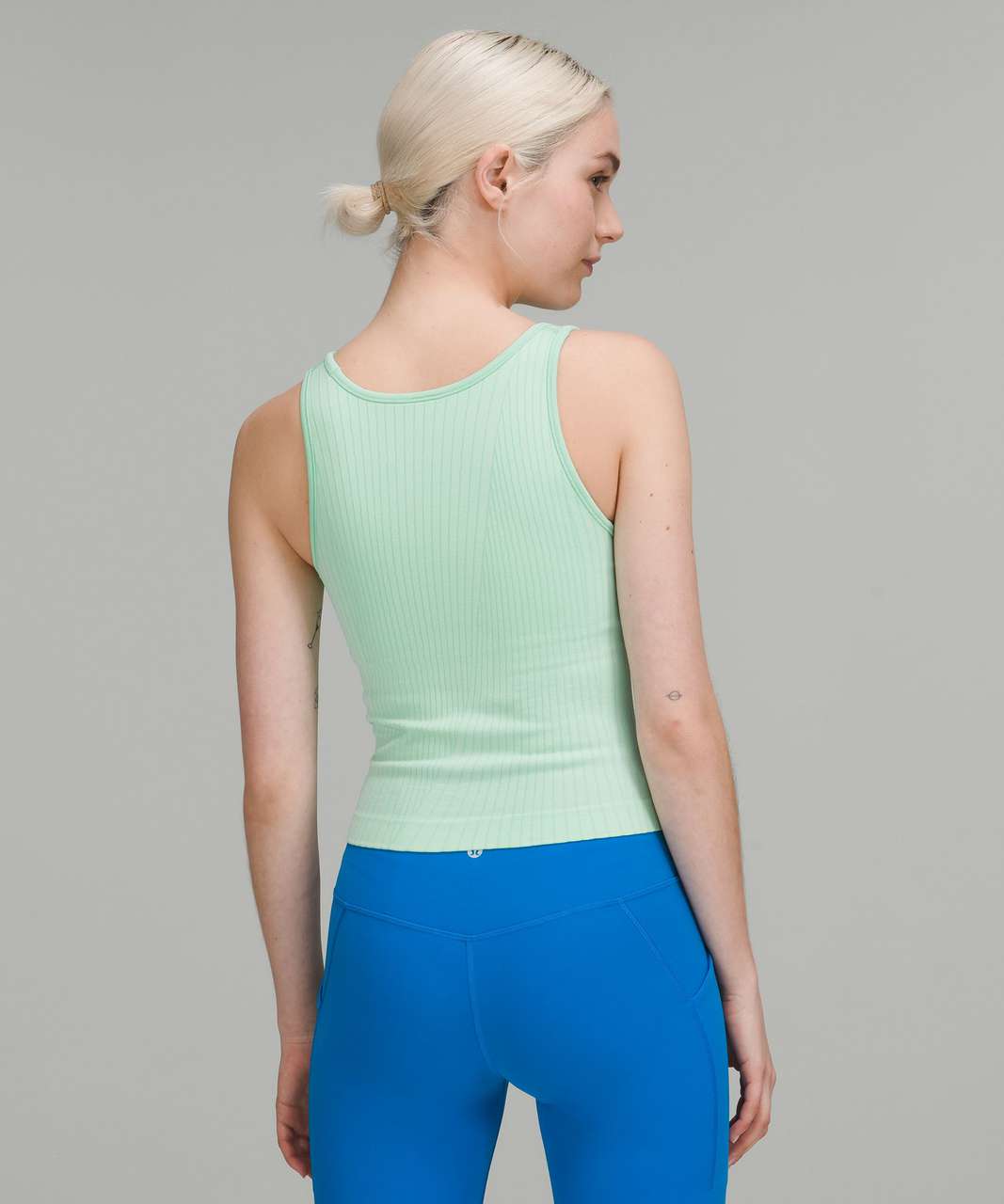 Lululemon Ebb to Street Cropped Tank Top - Rib Map Wild Mint / Ice Green