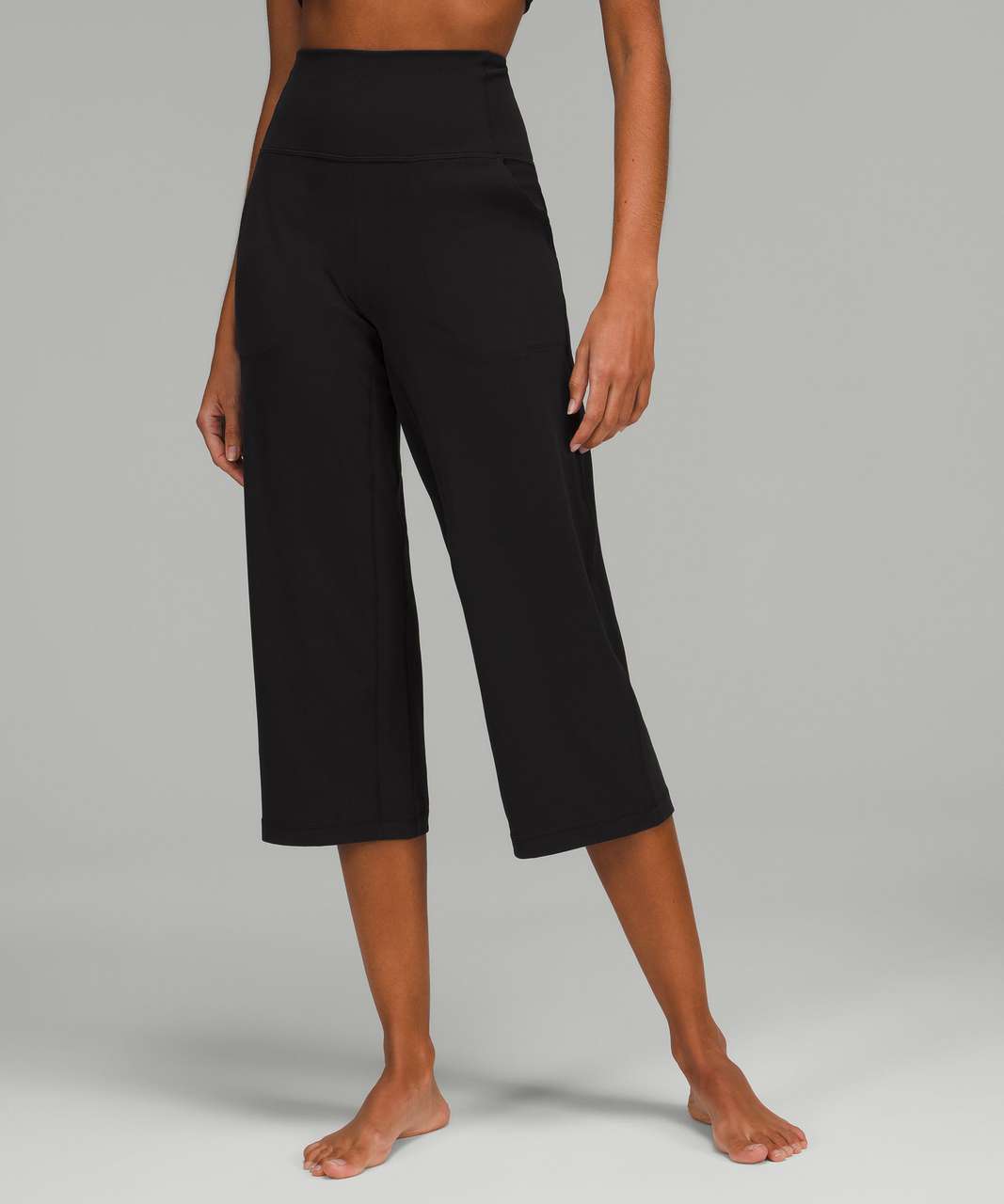 Lululemon Textured Wide-Leg High Rise Crop - Black - lulu fanatics