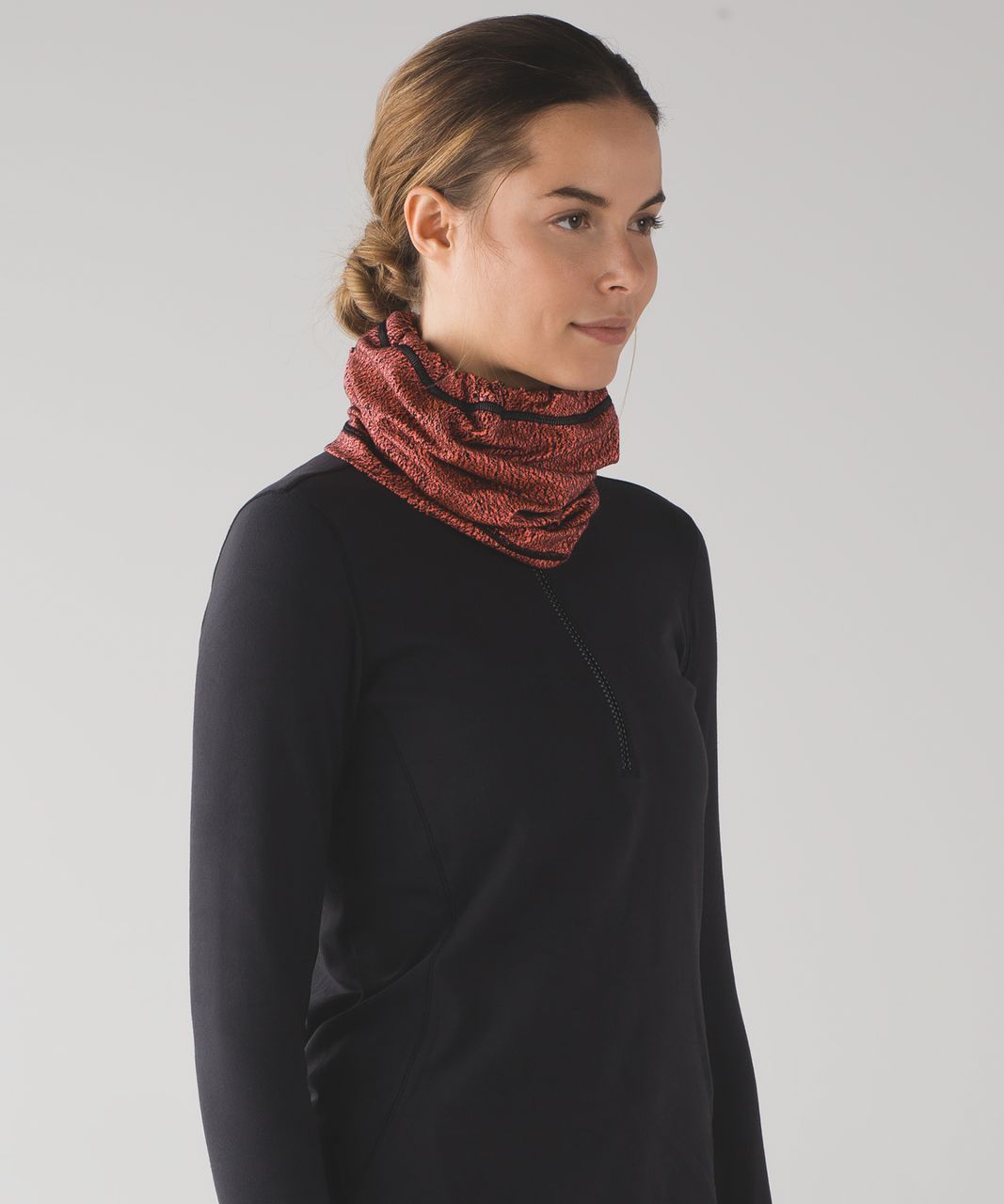 Lululemon Run Fast Neck Warmer - Running Luon Spray Jacquard Electric Coral Black