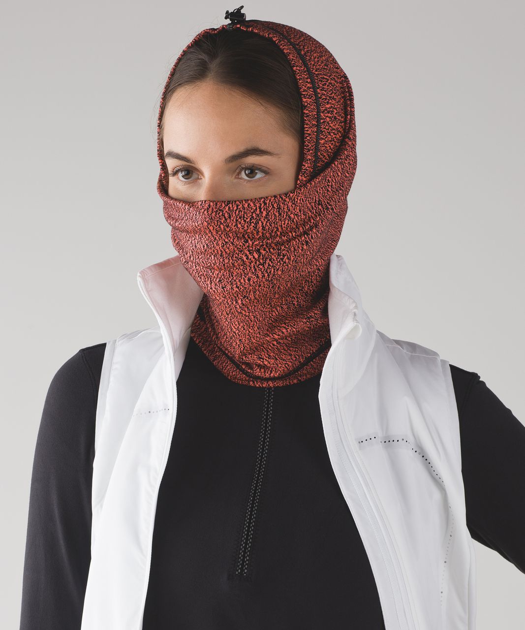 Lululemon Run Fast Neck Warmer - Running Luon Spray Jacquard Electric Coral Black