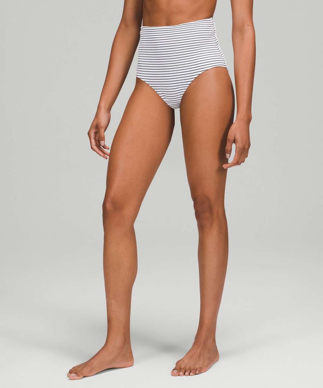 Lululemon Ribbed Mid-Rise Thong Swim Bottom - Black - lulu fanatics