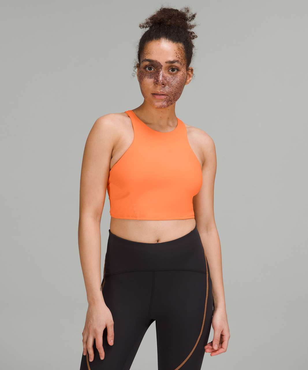 Lululemon Glide and Stride Tank + Mesh Sport Bra Attached Orange