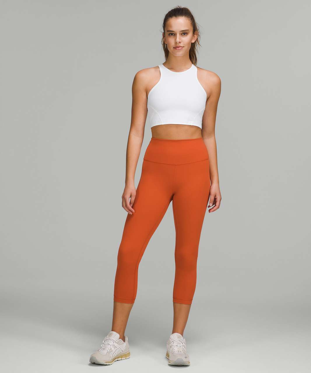 Lululemon Glide and Stride Tank + Mesh Sport Bra Attached Orange