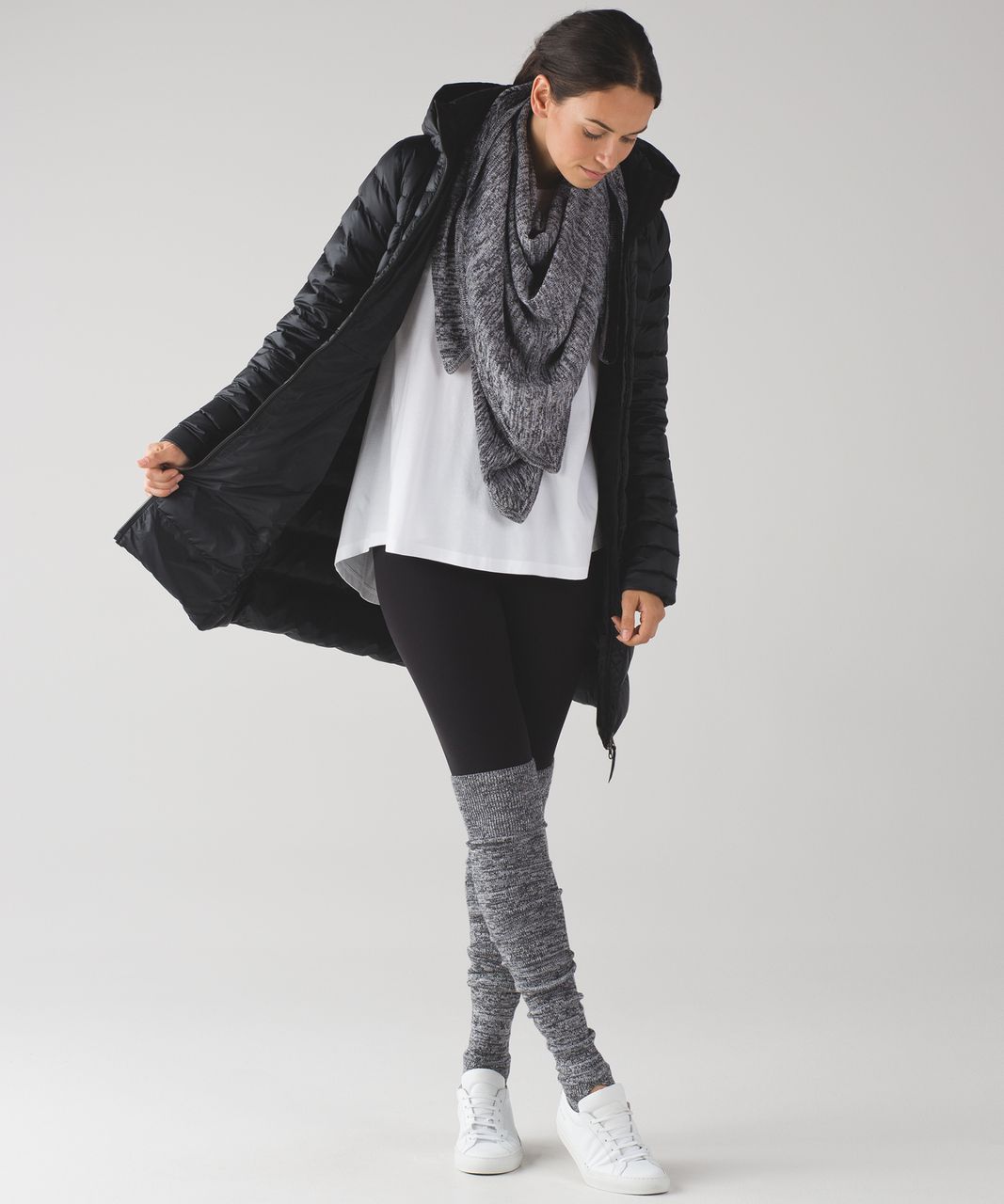 Lululemon Mantra Leg Warmers - Heathered Black / Heathered White