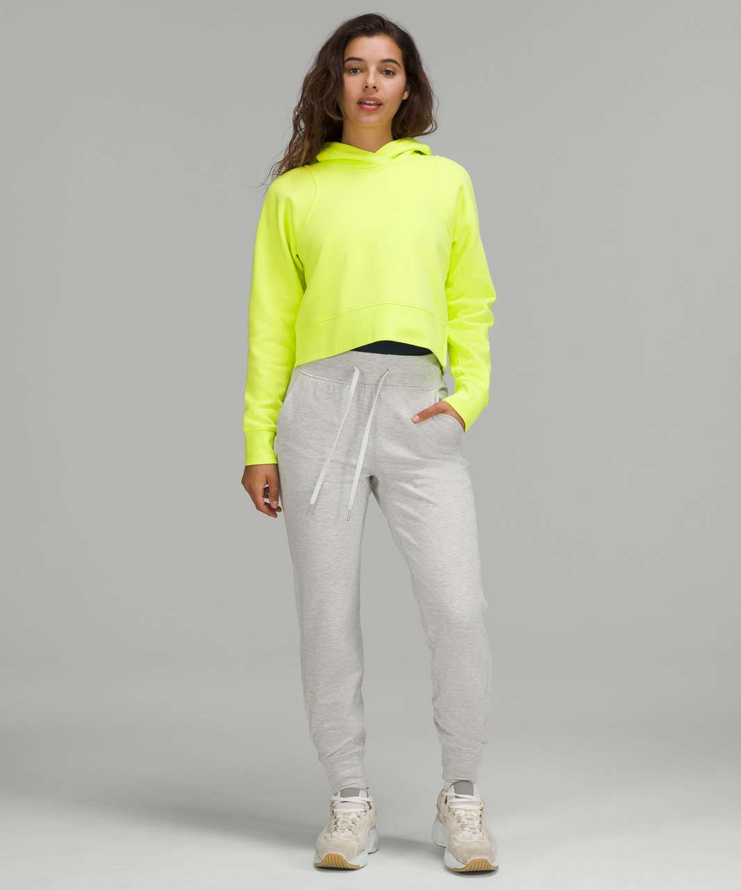 Lululemon Loungeful Cropped Hoodie - Heathered Core Ultra Light