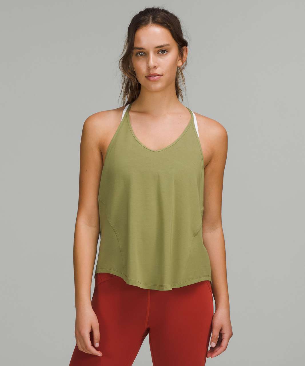 Lululemon Modal-Silk Yoga Tank Top - Bronze Green - lulu fanatics