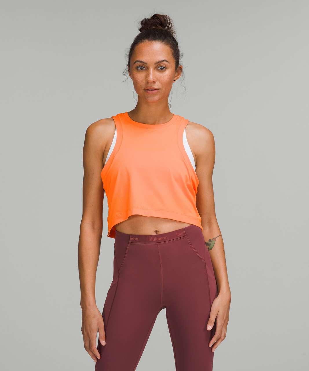 Lululemon Open-Back Cropped Training Tank Top - Orange Soda - lulu