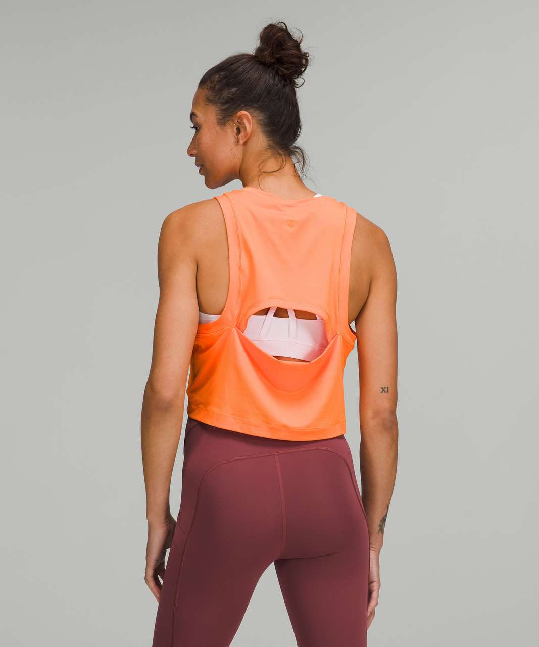 Lululemon Open-Back Cropped Training Tank Top - Orange Soda - lulu fanatics