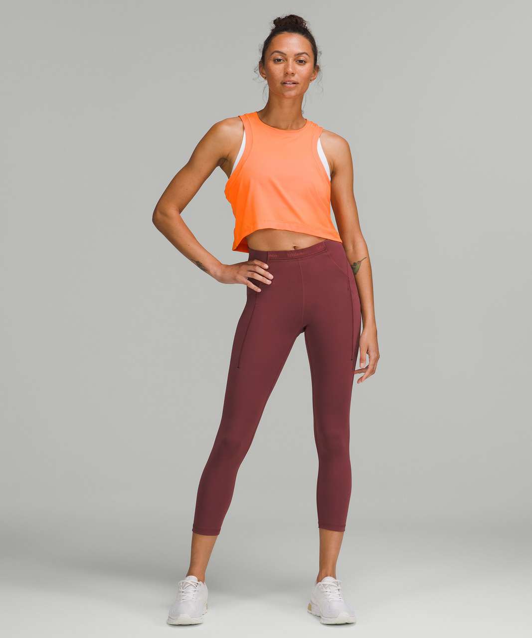 Lululemon Open-Back Cropped Training Tank Top - Orange Soda