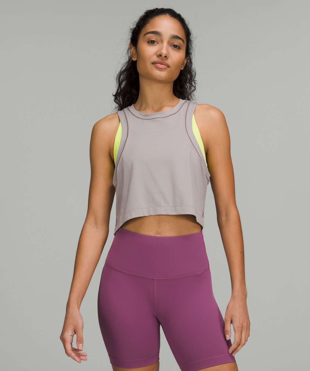 Lululemon Open-Back Cropped Training Tank Top - Mauve Grey / Shadow Grey -  lulu fanatics