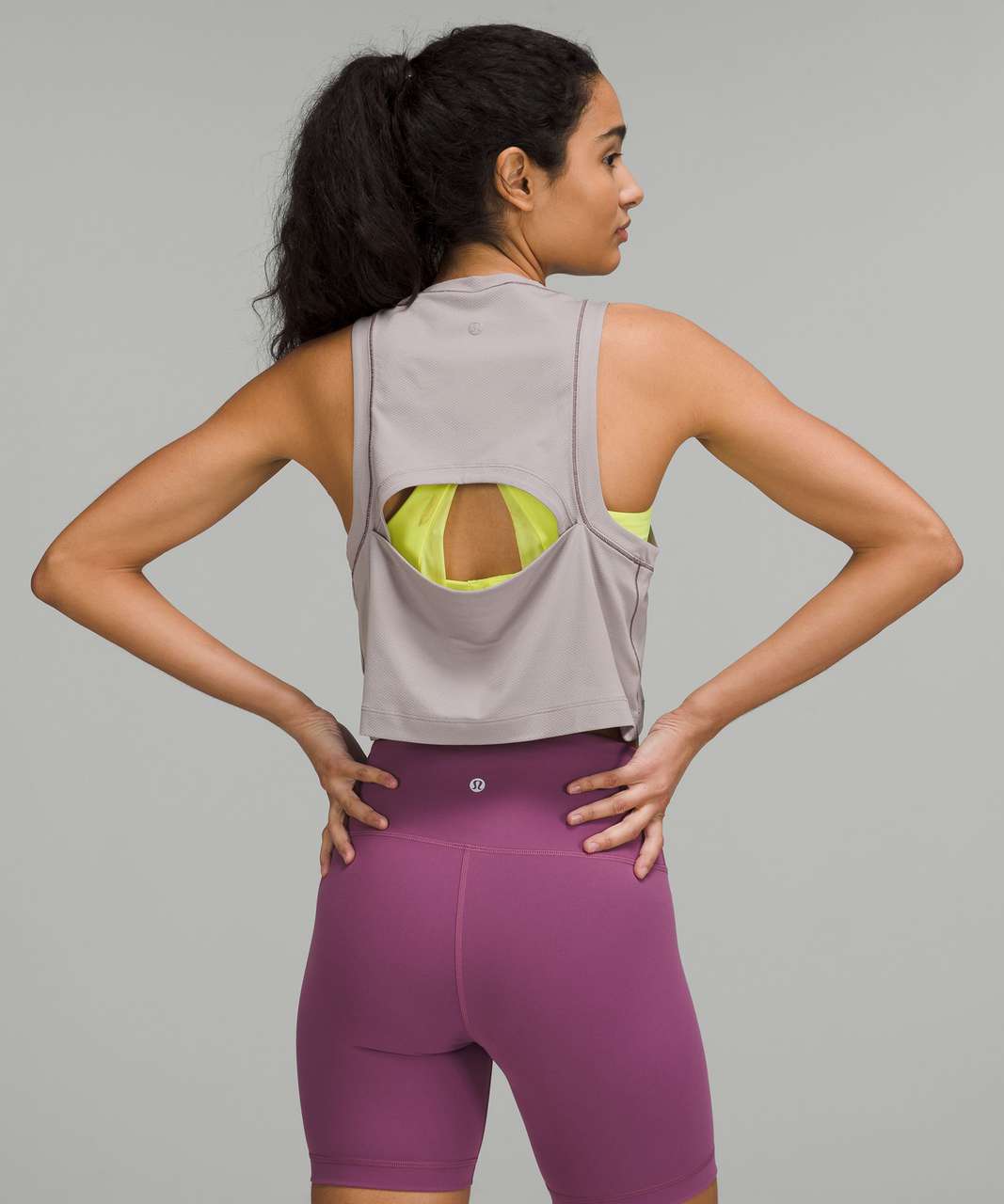 Lululemon Open-Back Cropped Training Tank Top - Mauve Grey