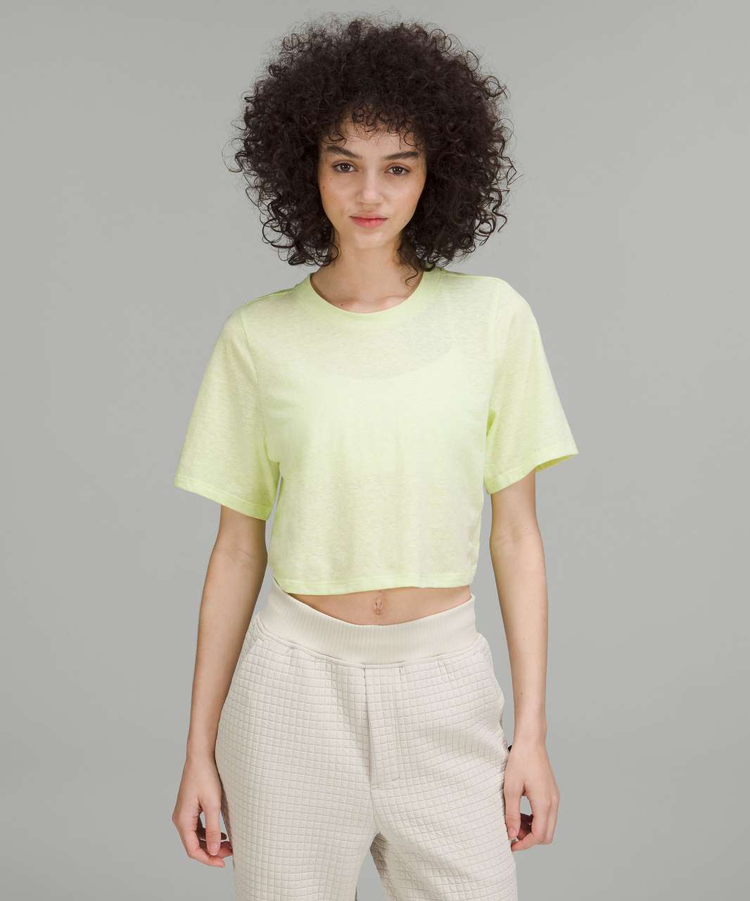 Lululemon lab Relaxed Cropped Crewneck T-Shirt - Crispin Green / White