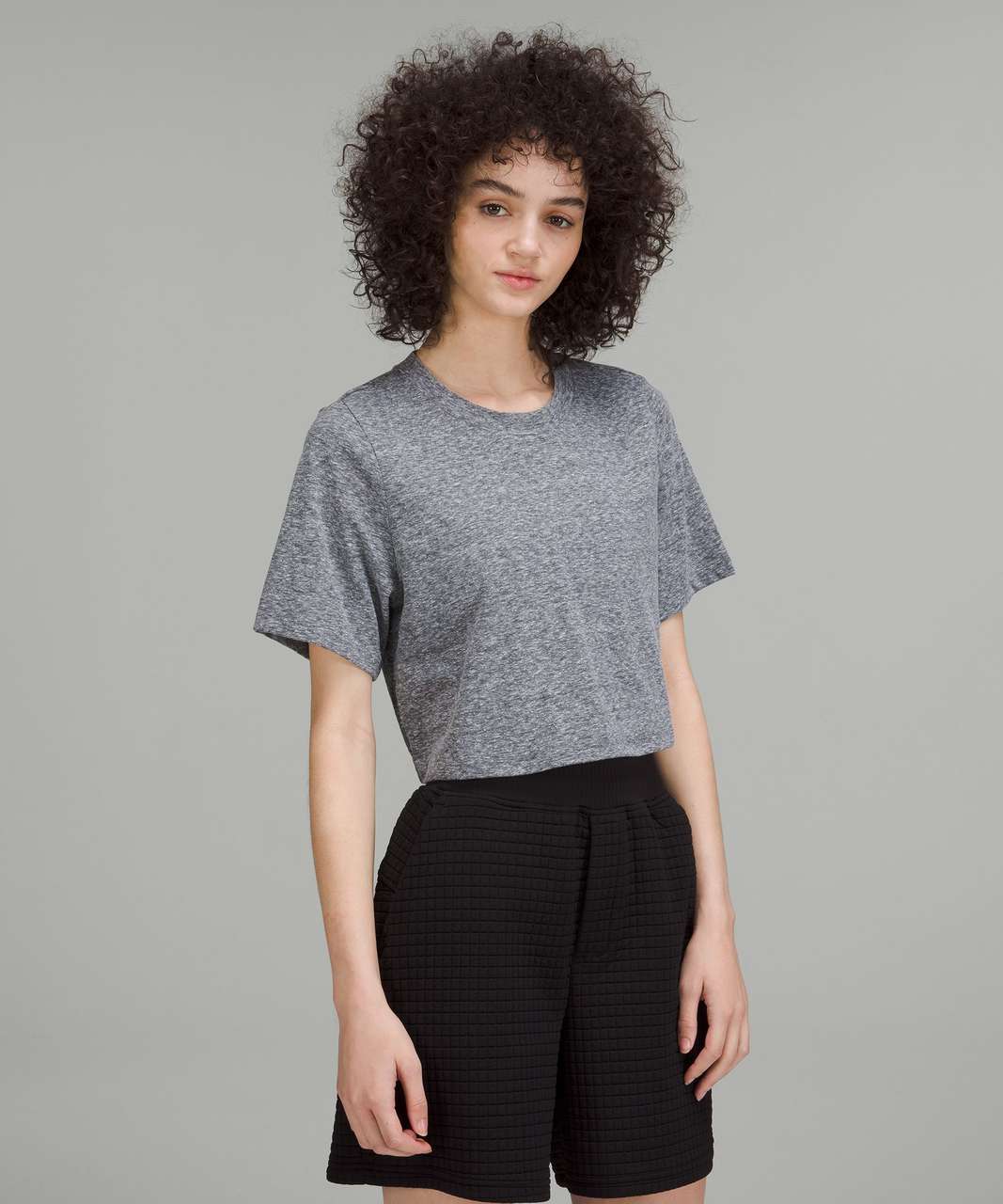 Lululemon lab Relaxed Cropped Crewneck T-Shirt - Black / White