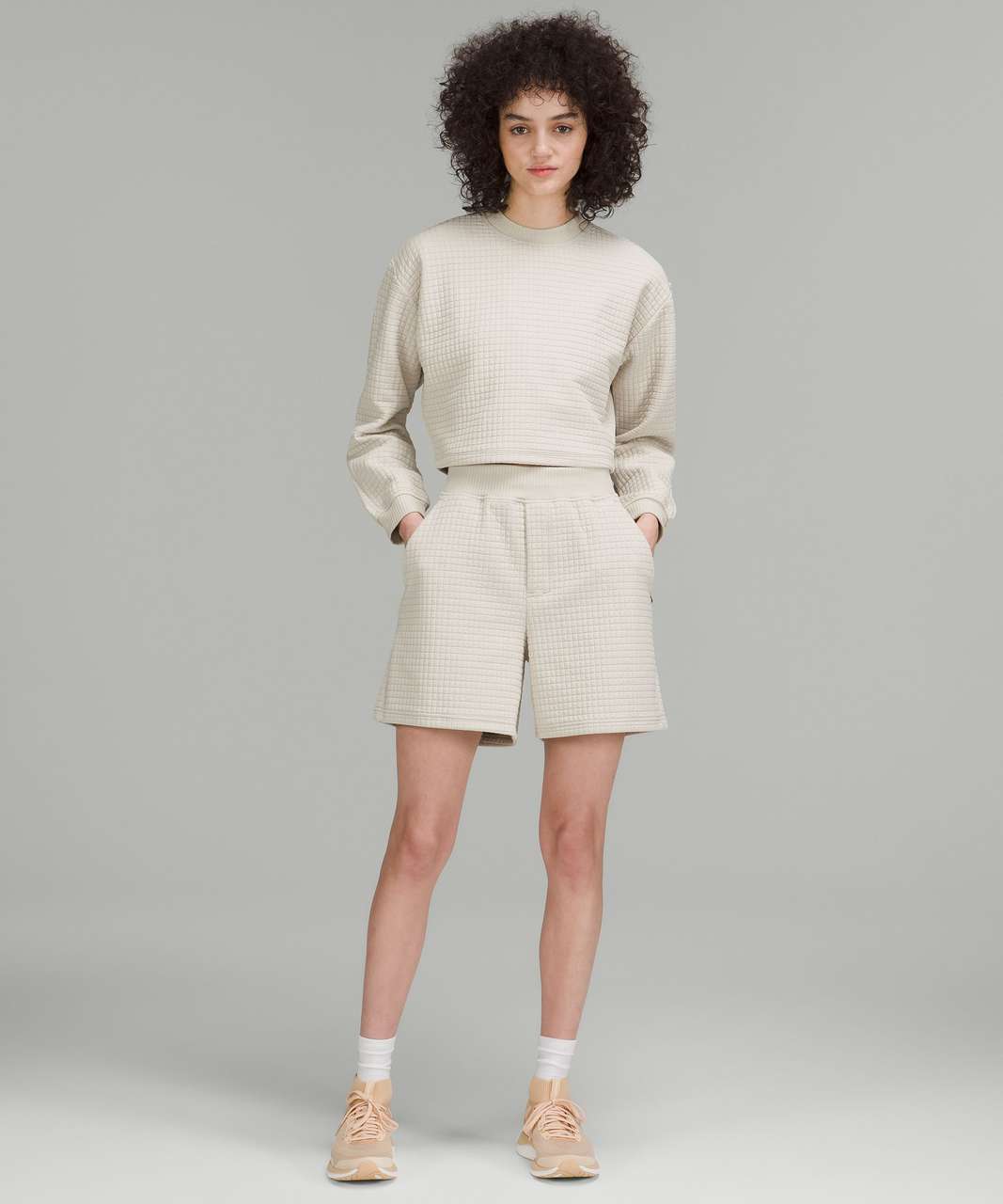 Lululemon lab Textured Grid Cropped Pullover - Muslin