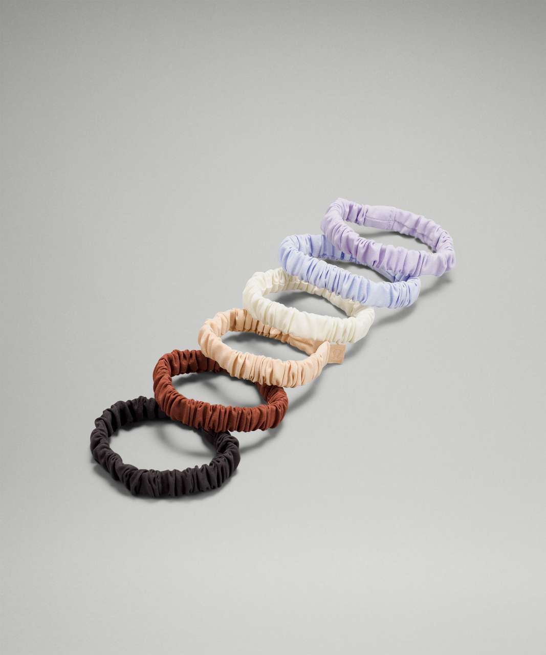 Lululemon Skinny Scrunchie 6 Pack - Graphite Grey / Ancient Copper / Pastel Blue / Lavender Fog / Lemon Sorbet / Prosecco