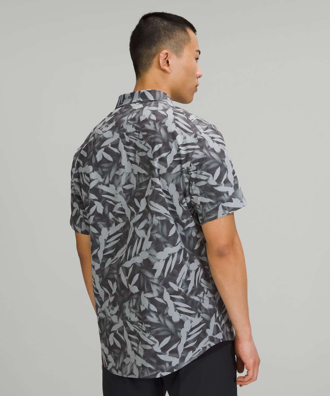 Lululemon Airing Easy Short Sleeve Button Down Shirt - Spray Leaf MAX Rhino Grey Multi