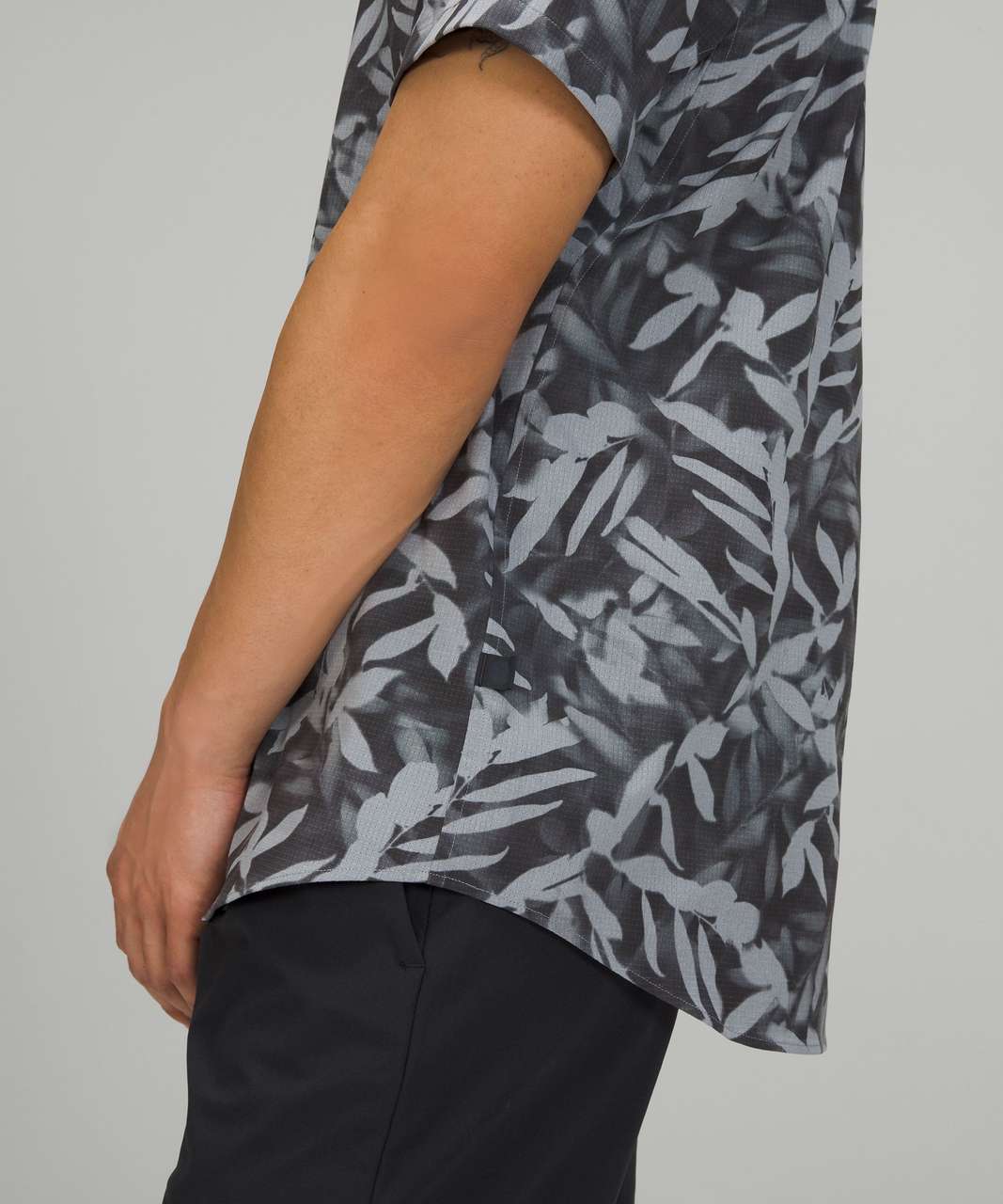 Lululemon Airing Easy Short Sleeve Button Down Shirt - Spray Leaf MAX Rhino Grey Multi