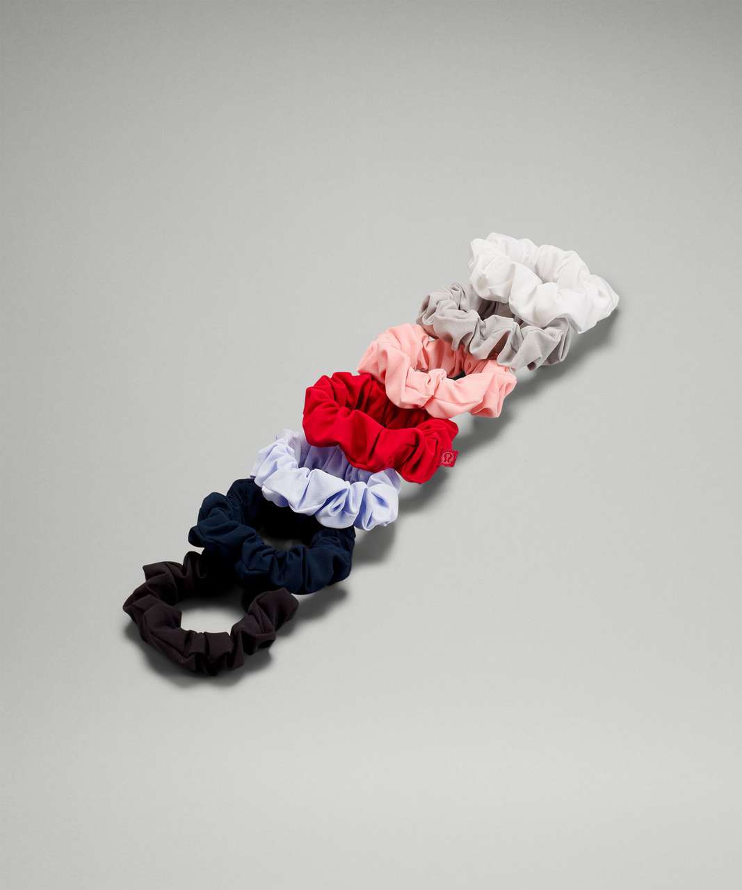 Lululemon Uplifting Scrunchie 7 Pack - Black / True Navy / Pastel Blue / Dark Red / Dew Pink / Seal Grey / White