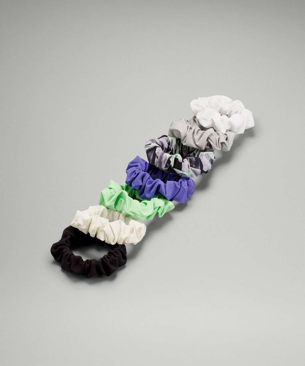 Lululemon Uplifting Scrunchie 7 Pack - Black / Lemon Sorbet / Scream Green Light / Charged Indigo / Paint Glide Multi / Seal Grey / White