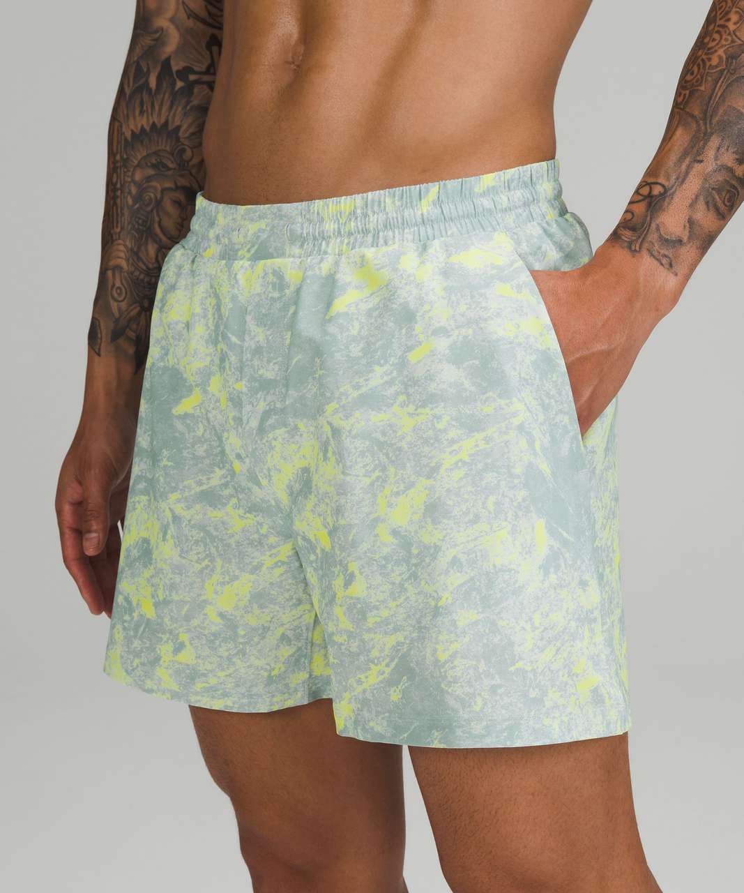 Lululemon Pool Short 5 - Washed Marble Alpine White Electric Lemon Multi -  lulu fanatics