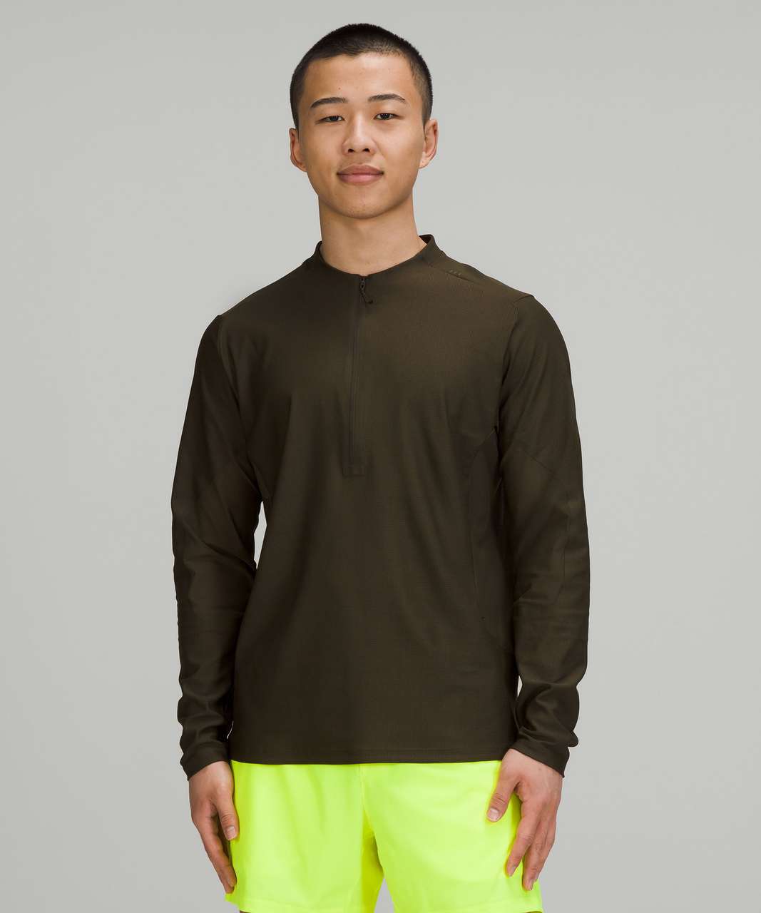 Lululemon Lightweight Mesh Running Half-Zip - Dark Olive