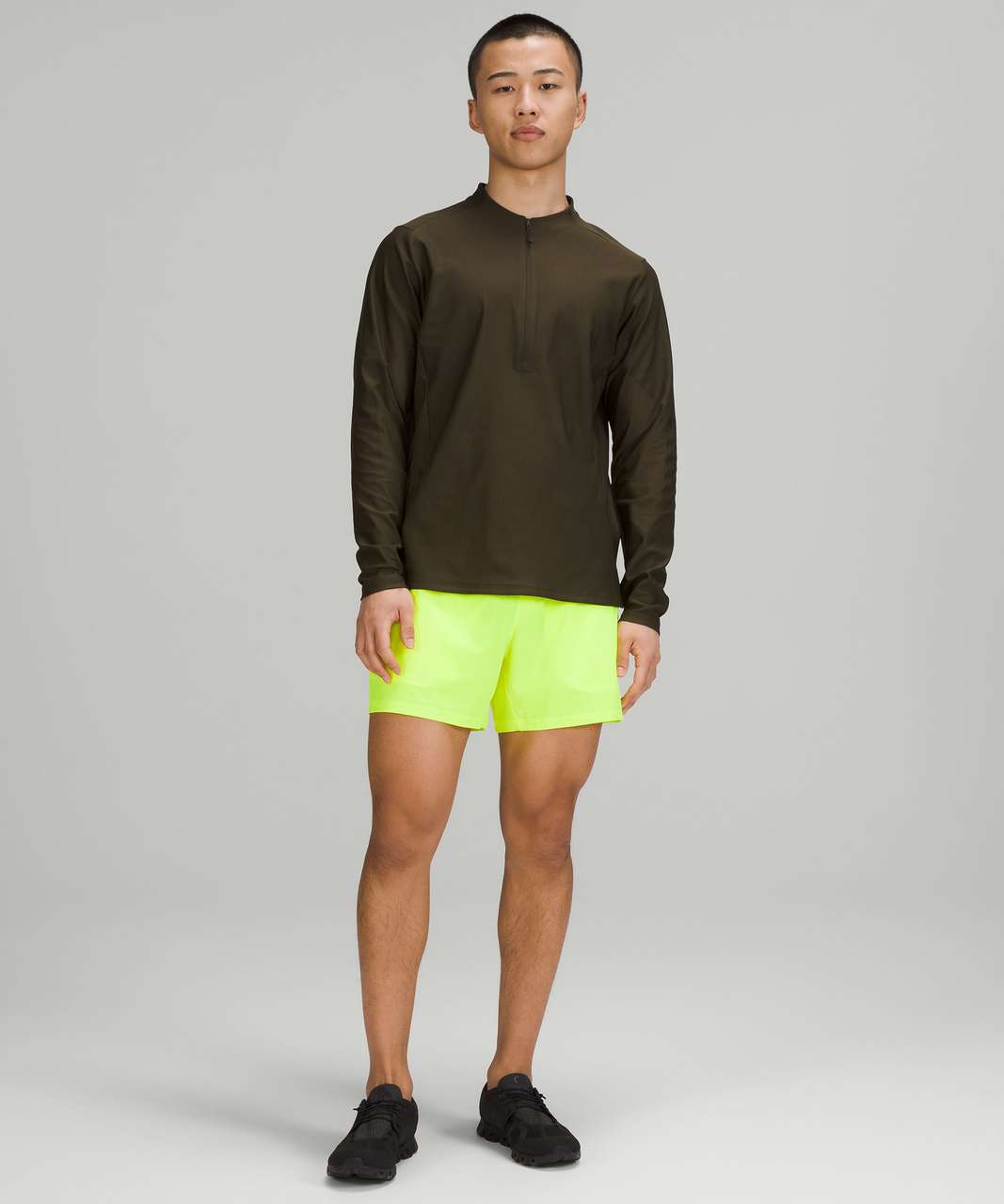 Lululemon Lightweight Mesh Running Half-Zip - Dark Olive