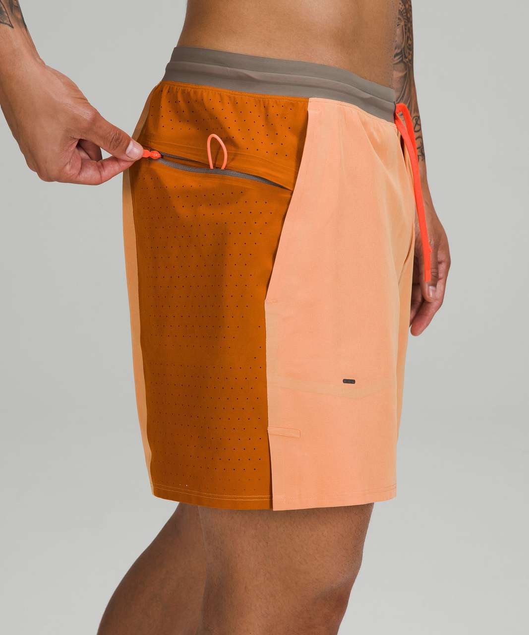 Lululemon Active Swim Short 6" - Warm Apricot / Rover / Blaze Orange