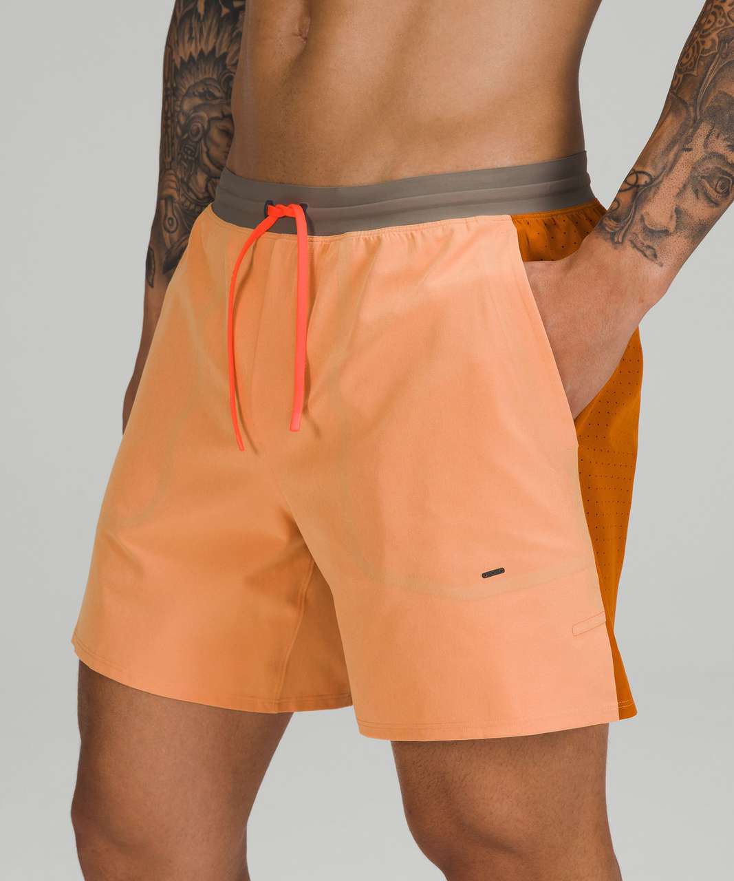 Lululemon Active Swim Short 6" - Warm Apricot / Rover / Blaze Orange