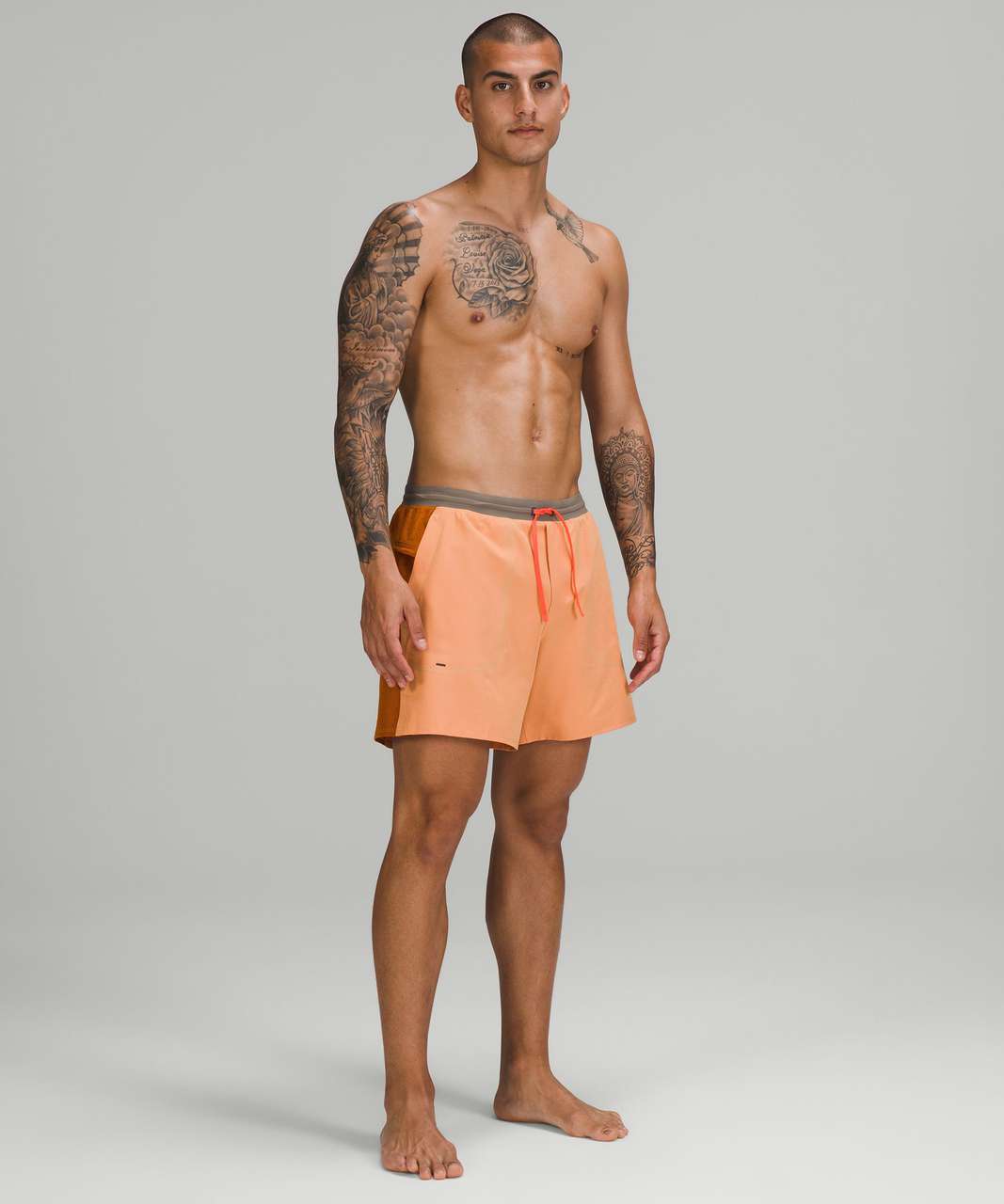 Lululemon Active Swim Short 6" - Warm Apricot / Rover / Blaze Orange