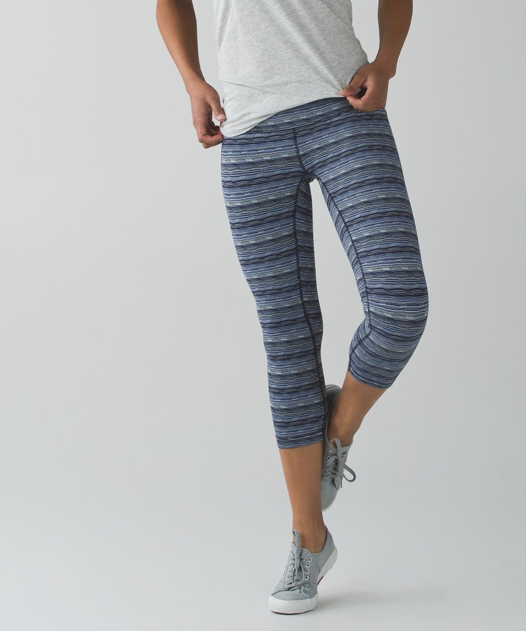 Lululemon Blue Patchwork Wunder Under Crop III Leggings - Size 6