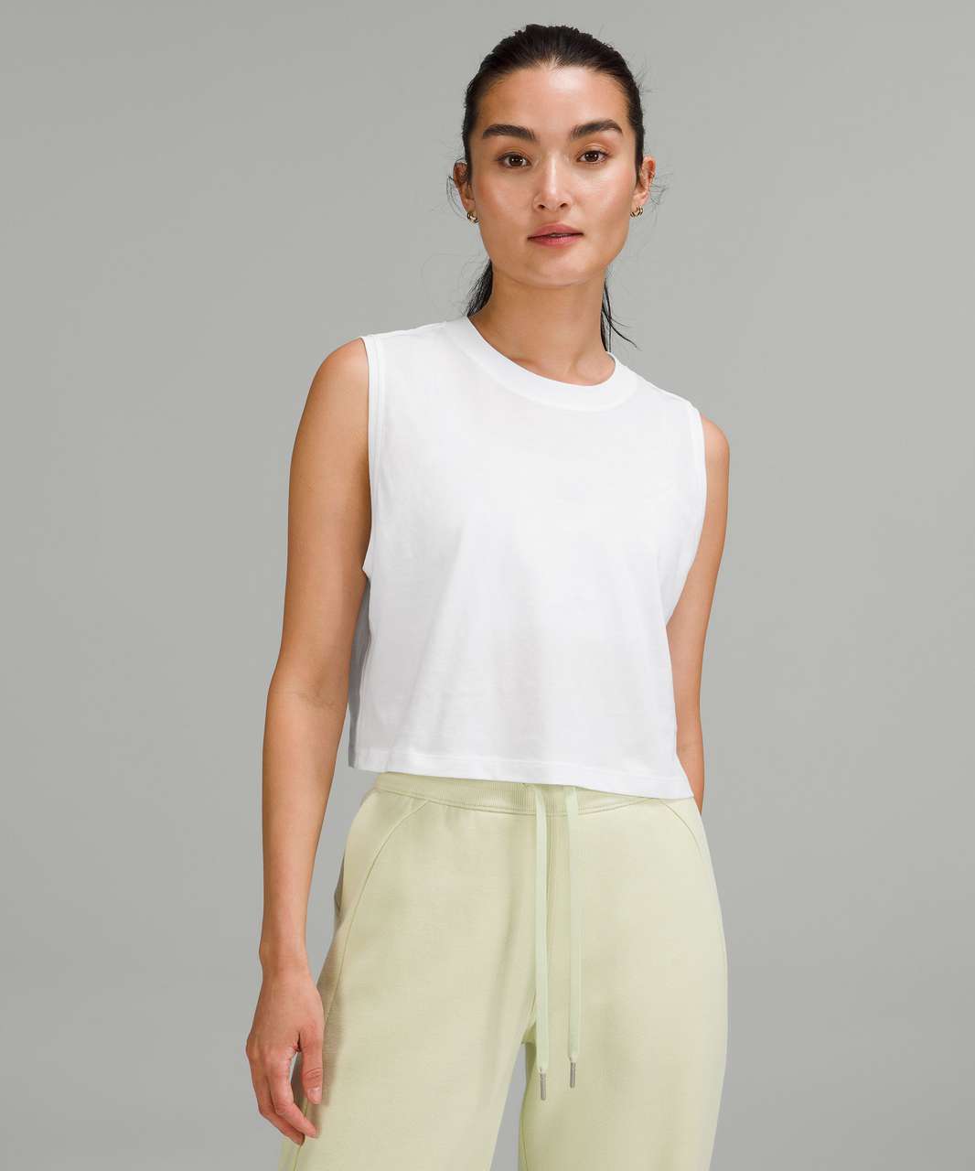 Lululemon All Yours Cropped Cotton Tank Top - White