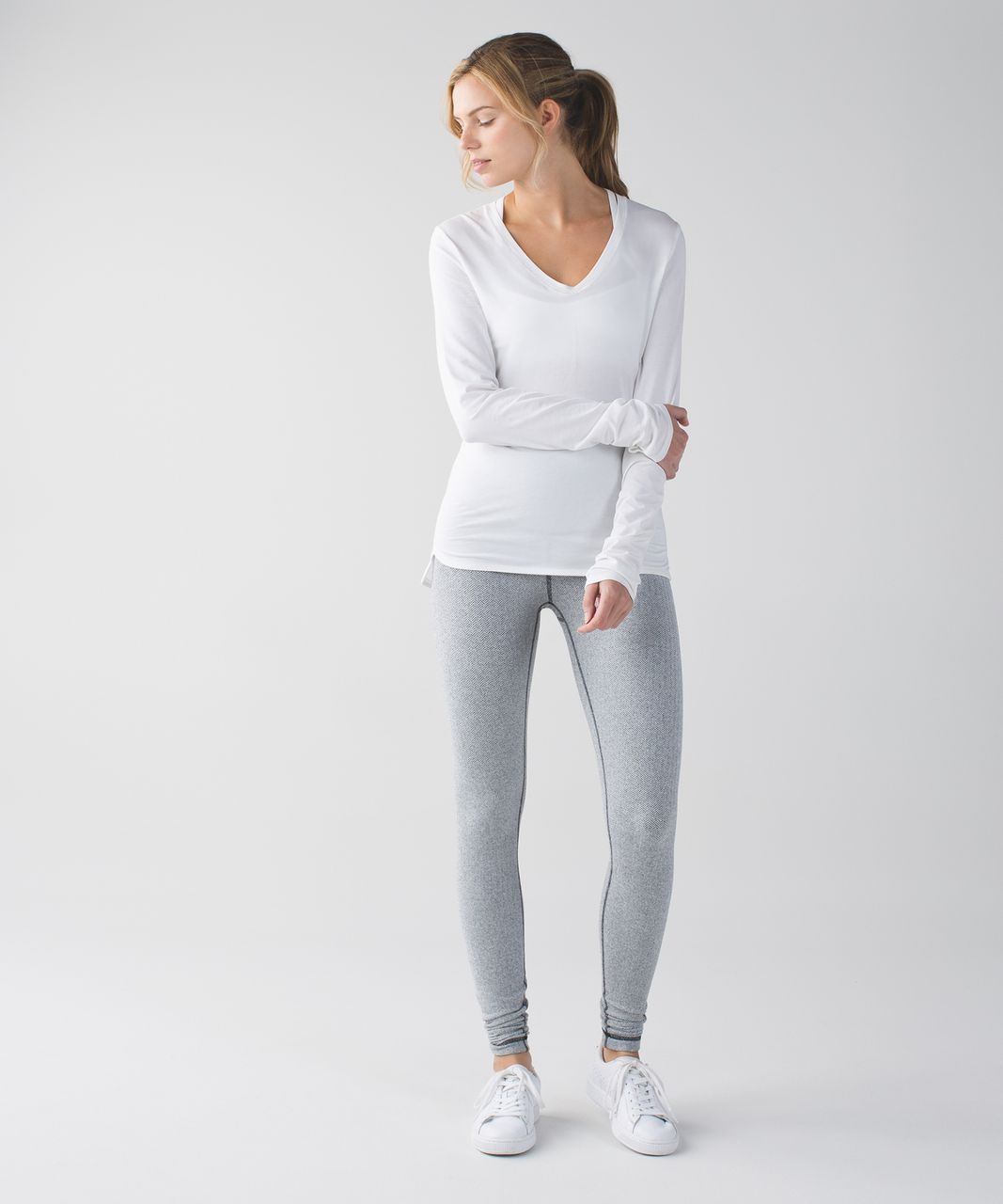 Lululemon Wunder Under Crop (Roll Down) - Heathered Black - lulu