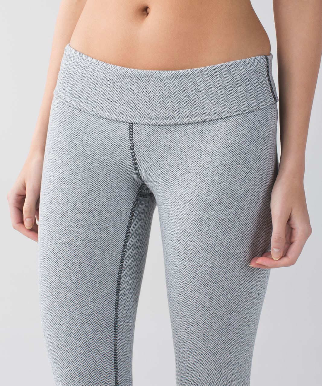 Lululemon Wunder Under Pant (Roll Down) - Heathered Herringbone Heathered Black White