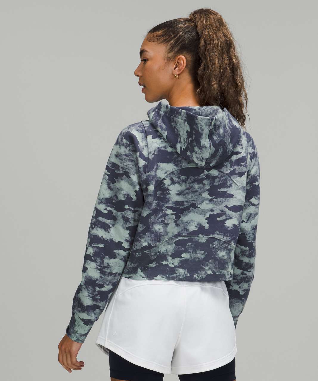 Lululemon Loungeful Cropped Hoodie - Heritage Camo Wash WP Blue