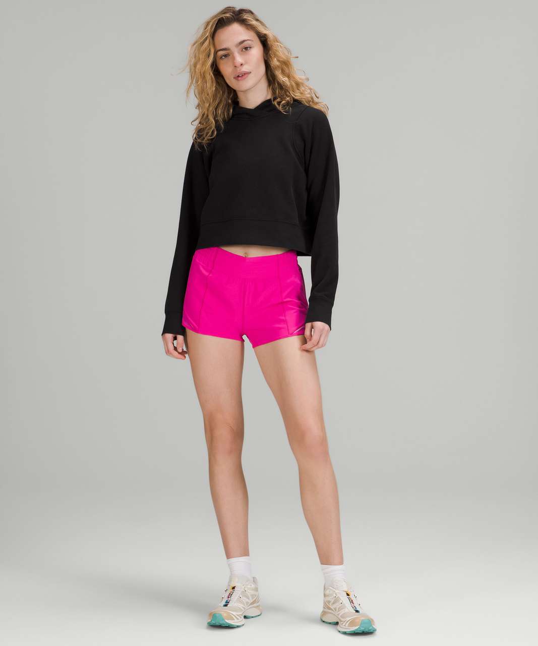 Lululemon Loungeful Cropped Hoodie - Black - lulu fanatics