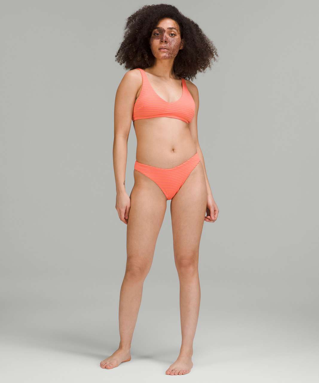 Lululemon Smocked Swim Top *A/B Cup - Hyper Stripe Raspberry Cream Warm  Apricot - lulu fanatics