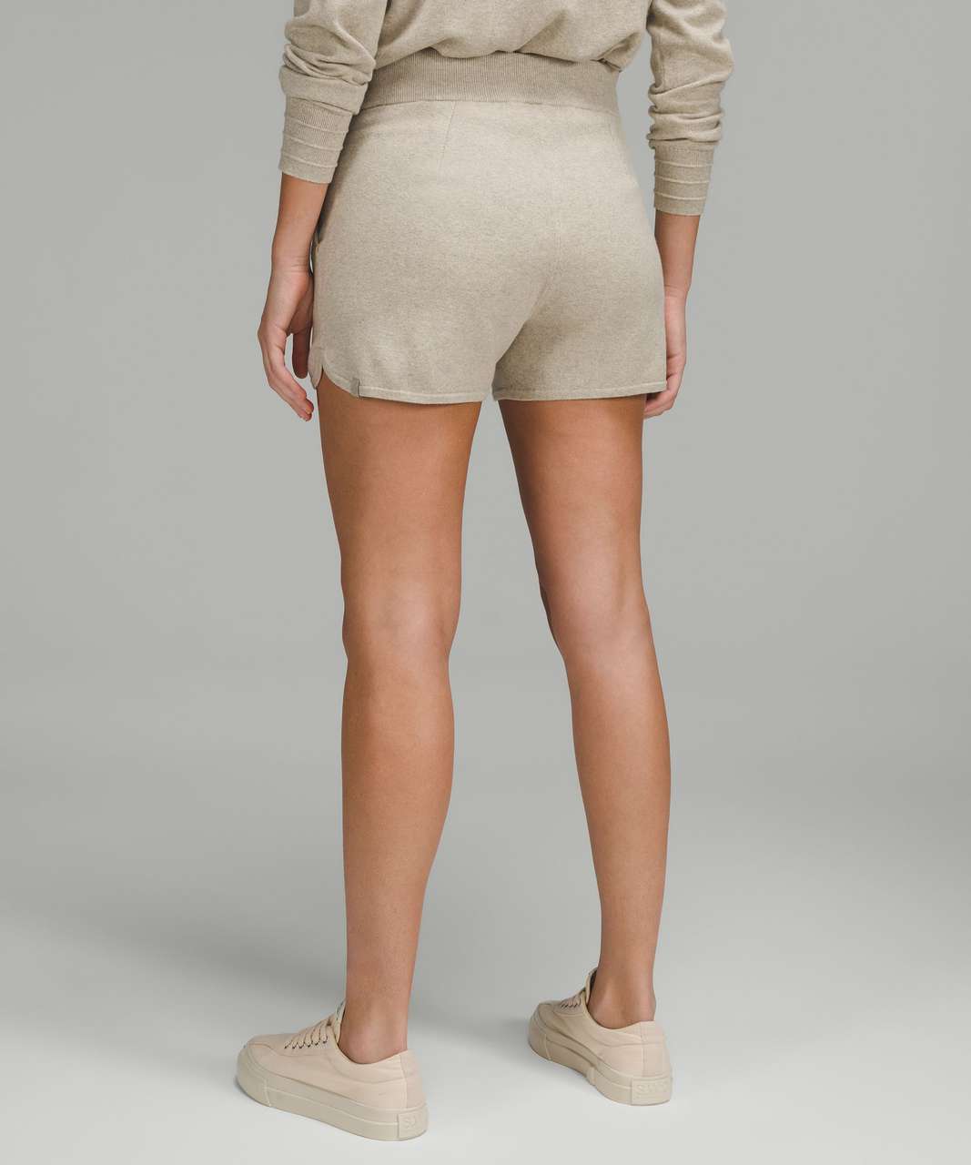 Lululemon Cotton-Cashmere Knit High-Rise Short 4" - Heathered Raw Linen