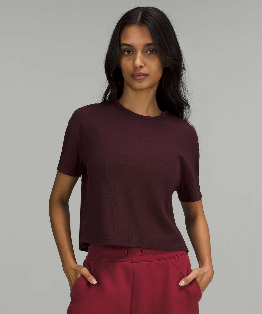 Lululemon Ribbed Modal-Cotton T-Shirt - Cassis