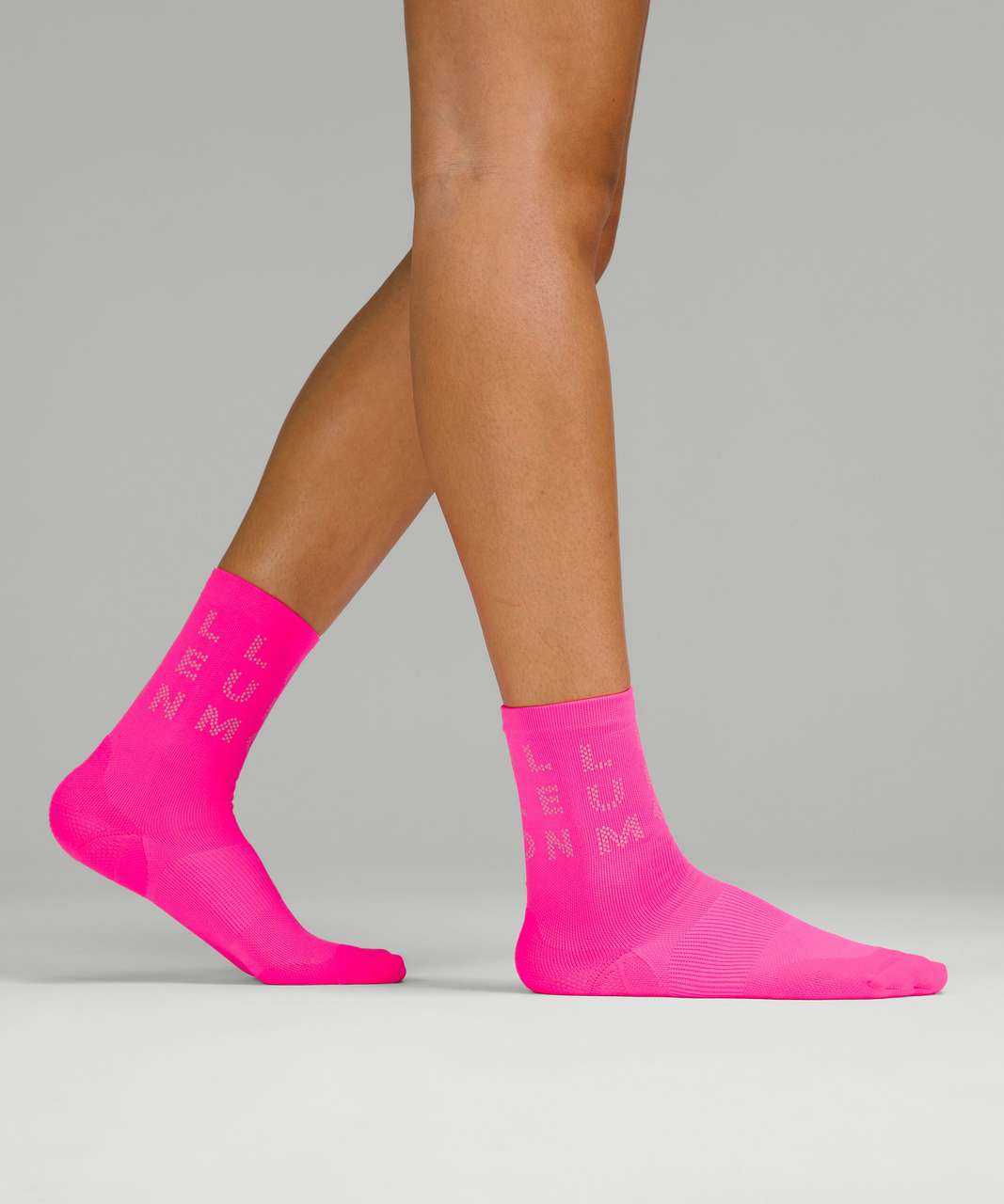 Lululemon Power Stride Crew Sock *Reflective - Highlight Pink - lulu  fanatics