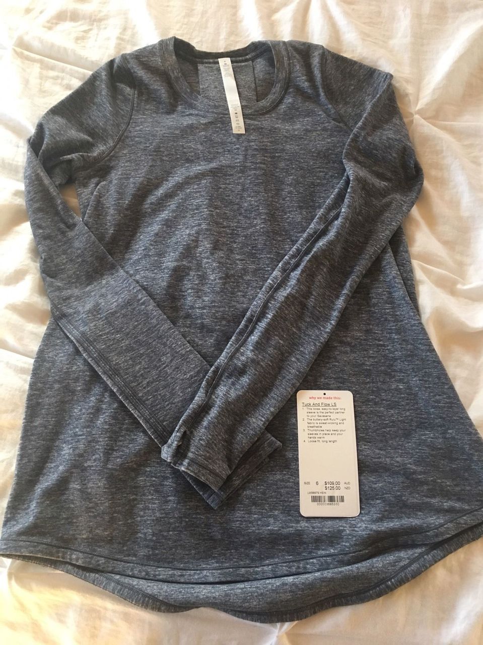 NWT LULULEMON TUCK and Flow Long Sleeve Heathered Soot Light Gray Size 6  $164.68 - PicClick AU