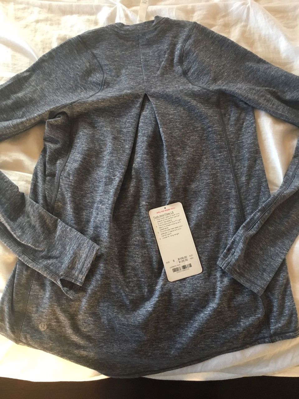 NWT LULULEMON TUCK and Flow Long Sleeve Heathered Soot Light Gray Size 6  $164.68 - PicClick AU