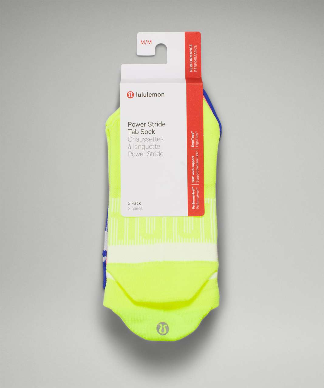 Lululemon Power Stride Tab Sock 3 Pack *Multi-Colour - Highlight Yellow / Sunset / Blazer Blue