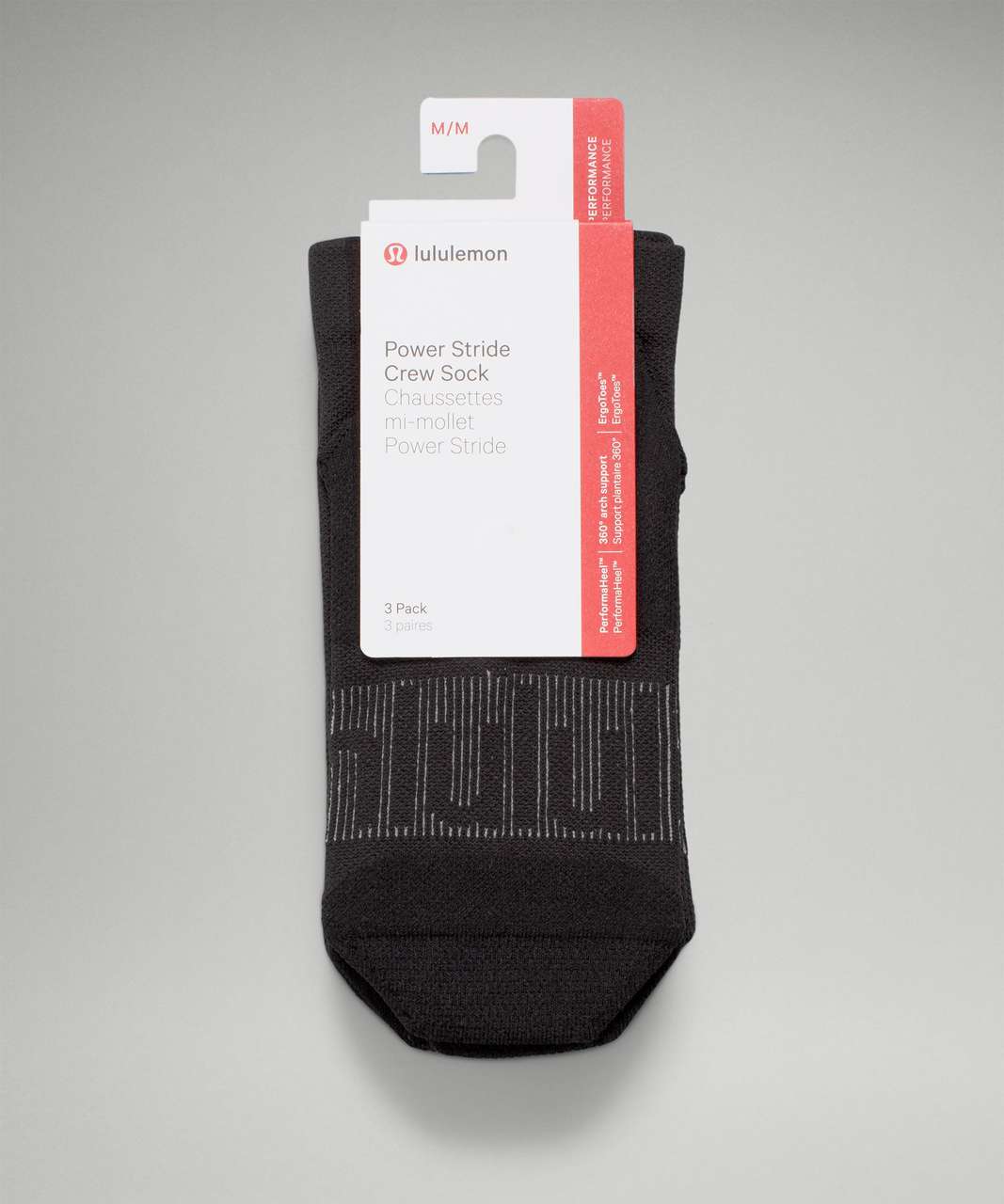 Lululemon Power Stride Crew Sock 3 Pack - Black