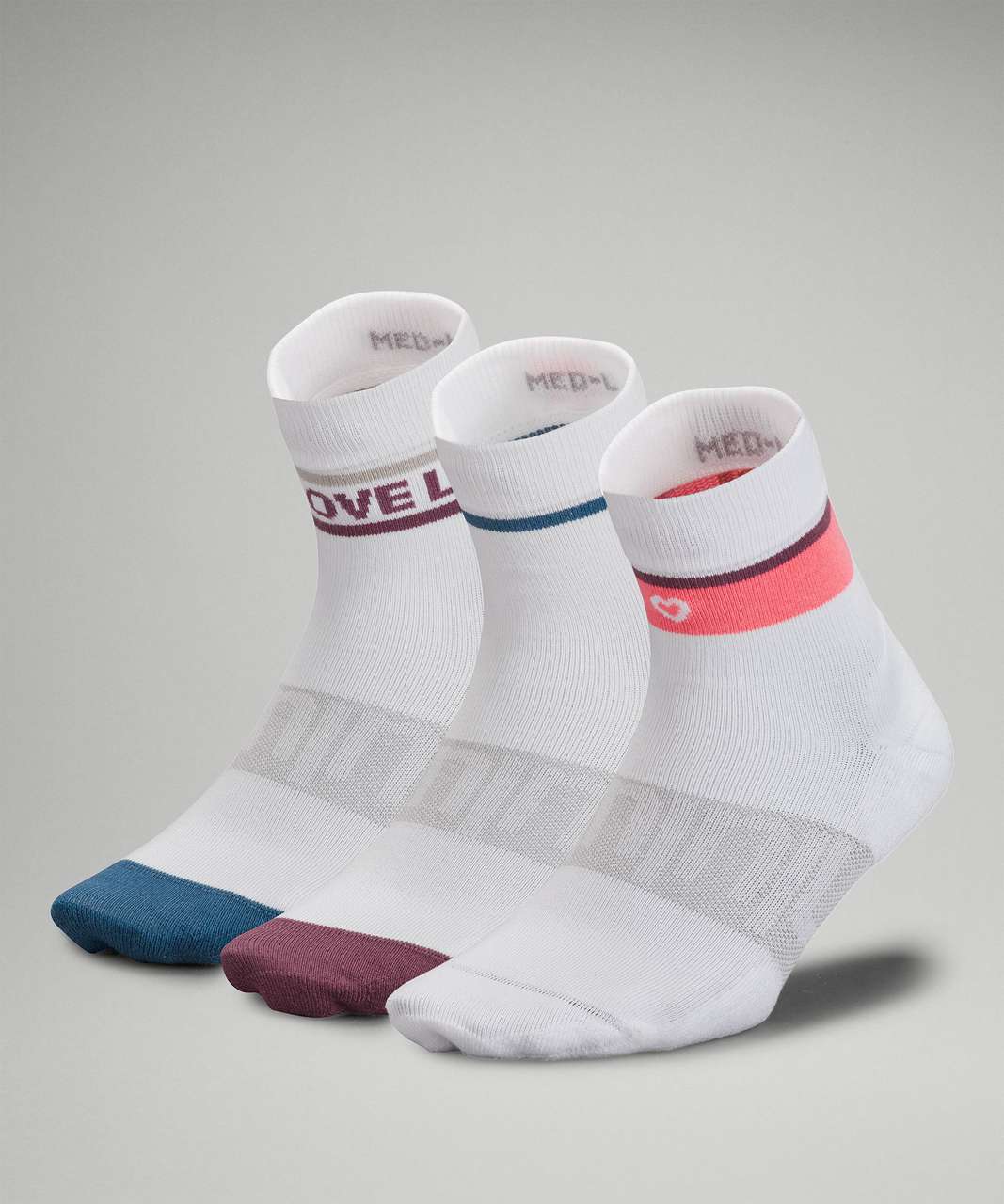 Lululemon Daily Stride Mid-Crew Sock *Stripe - White / Vintage Plum / Soft  Denim - lulu fanatics