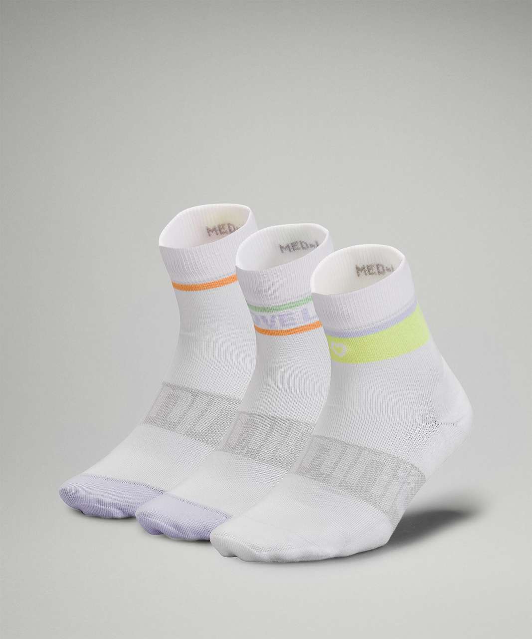 Lululemon Daily Stride Mid-Crew Sock *Stripe - White / Pastel Blue / Warm Apricot