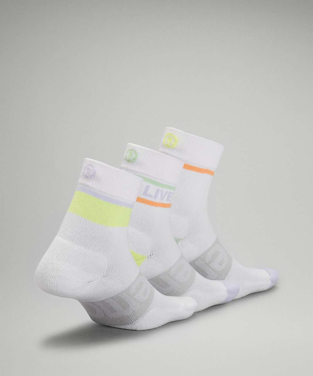 Lululemon Daily Stride Mid-Crew Sock *Stripe - White / Pastel Blue / Warm Apricot