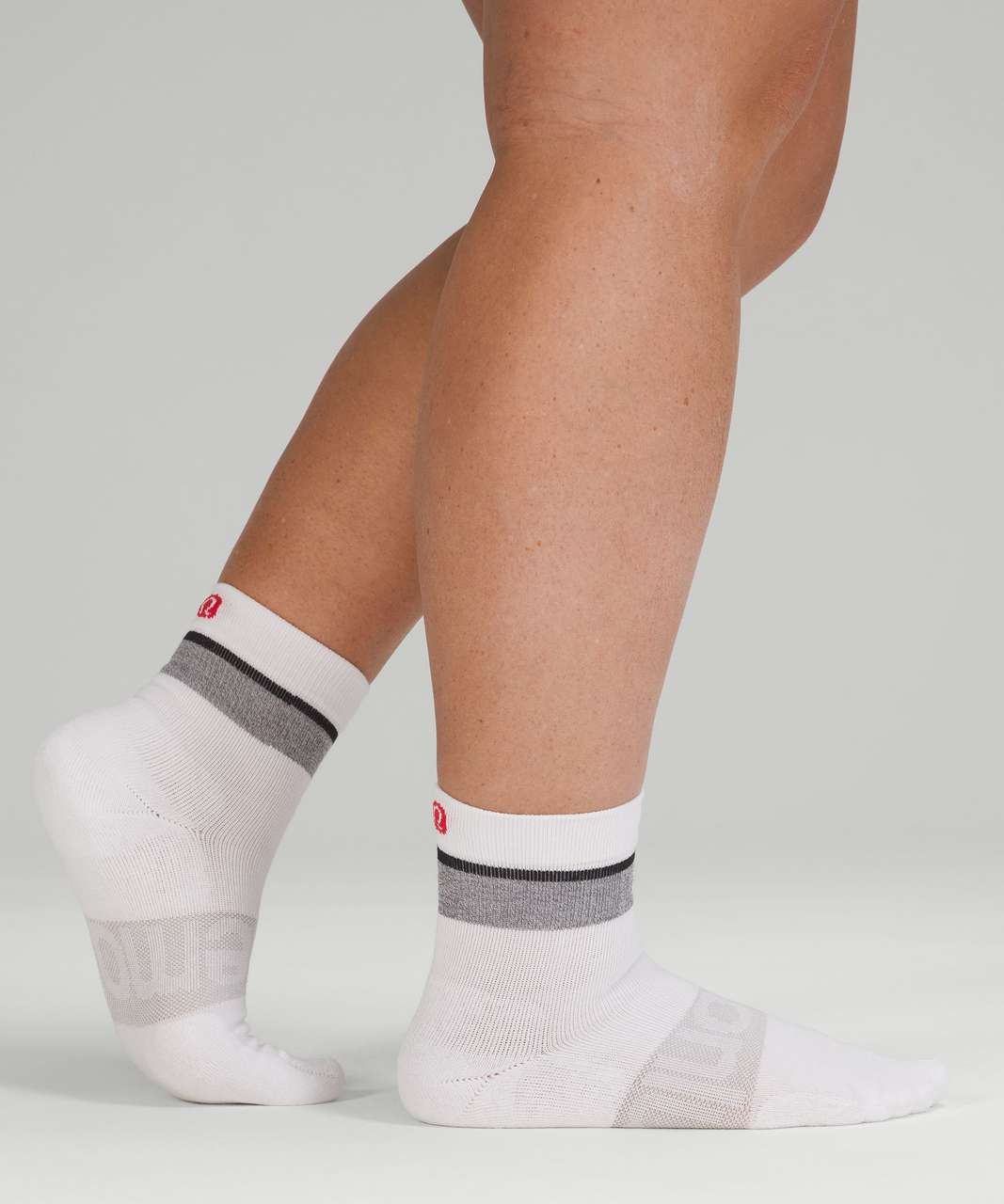 Lululemon Daily Stride Mid-Crew Sock *Stripe - Black / Heather Grey / White