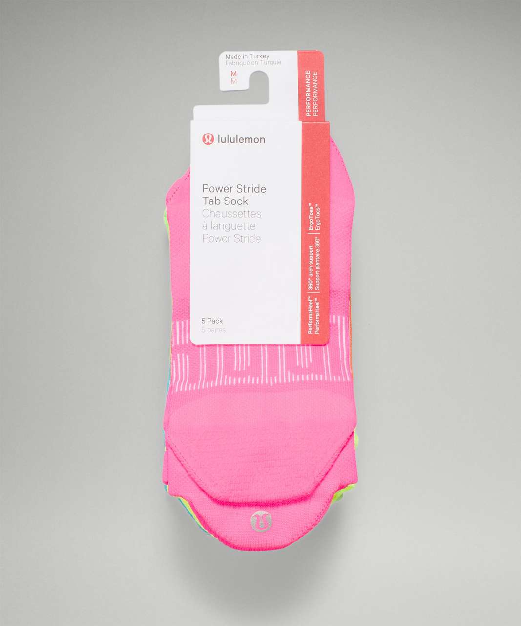 Lululemon Power Stride Tab Sock 5 Pack - Rainbow